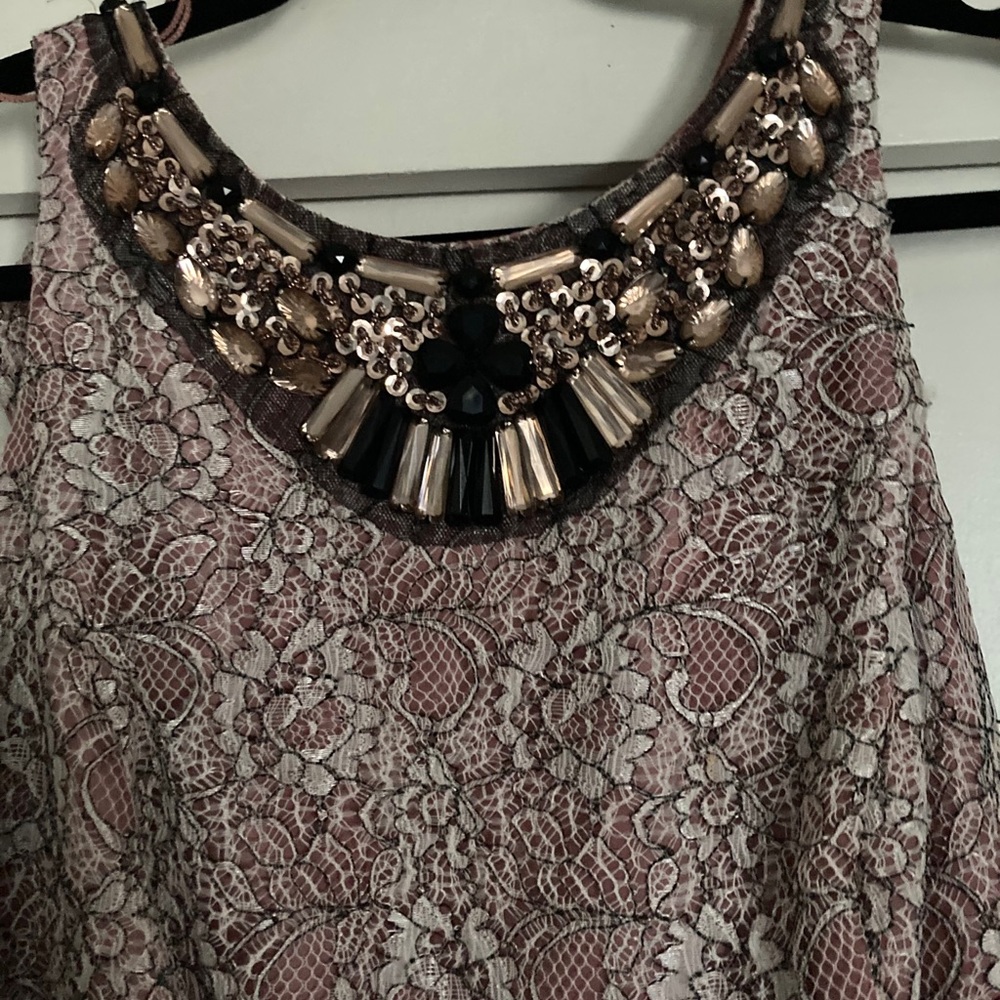 Elegant lace dress, blush color